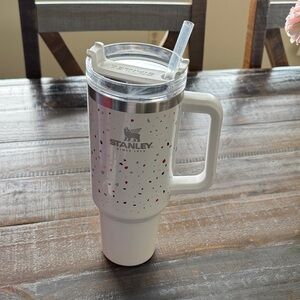 Stanley White and Red Speckled Travel Mug
